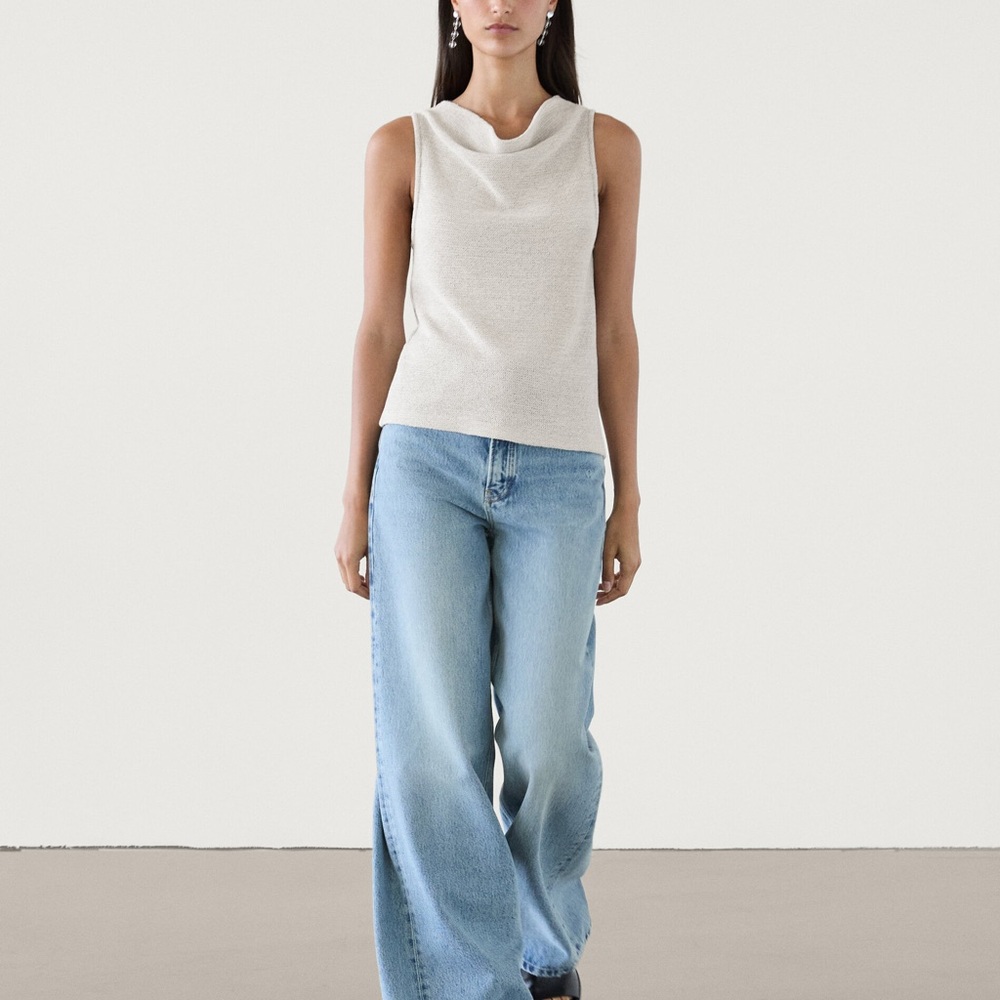 Massimo Dutti White and Gray Tank Top